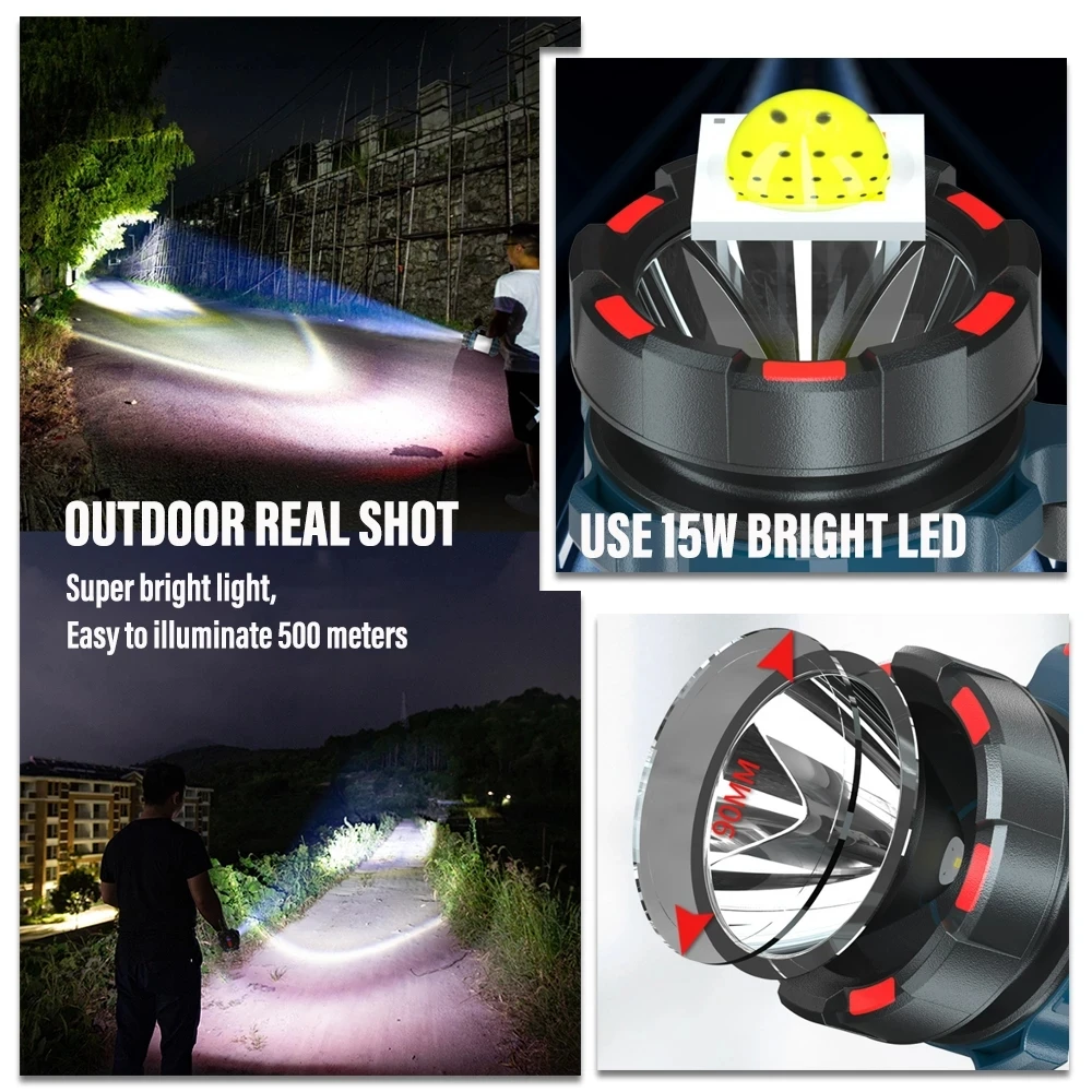 Strong Light LED Large Flood Light Multi-functional Hand Lamp USB Charging Belt Output Outdoor Emergency Camping Searchlight