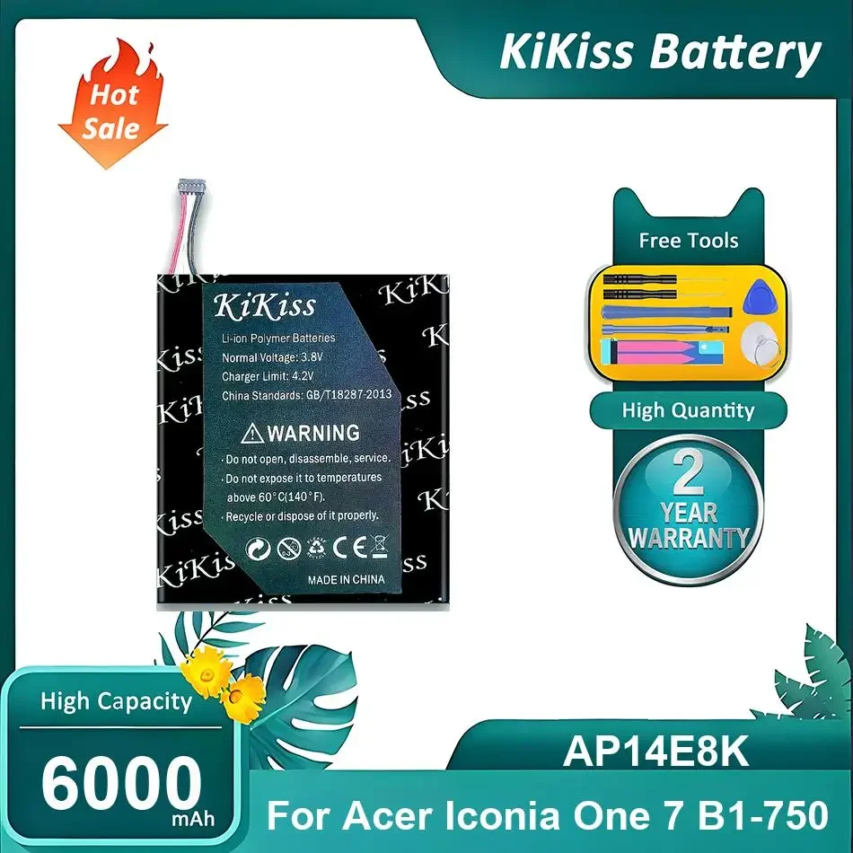 Replacement Tablet Battery For Acer Iconia One 7 B1-750,AP14E8K,6000mAh