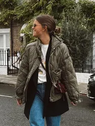 TRAFZA 2024 nuevo abrigo de moda para Mujer, chaquetas de manga larga con cordón, prendas de vestir exteriores versátiles de calle, abrigo de invierno para Mujer