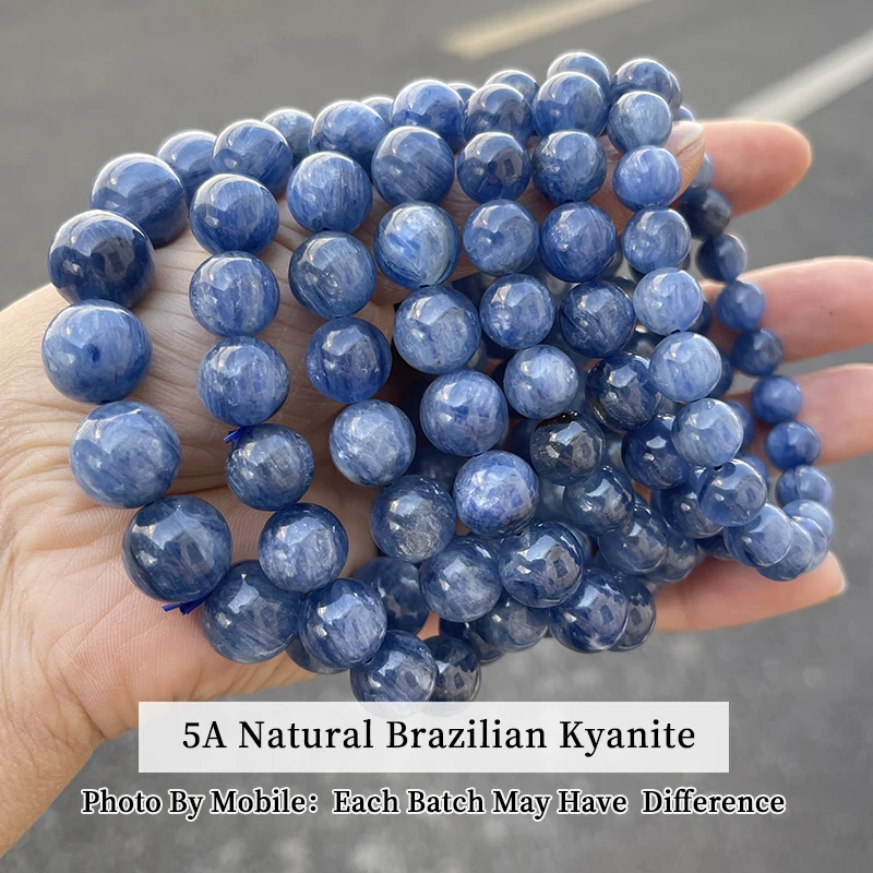 JD 5A Natural Brazilian Kyanite Bracelet Blue Cat's Eye Healing Stone Beads for Women Men Chakra Energy Jewelry Gift view 5