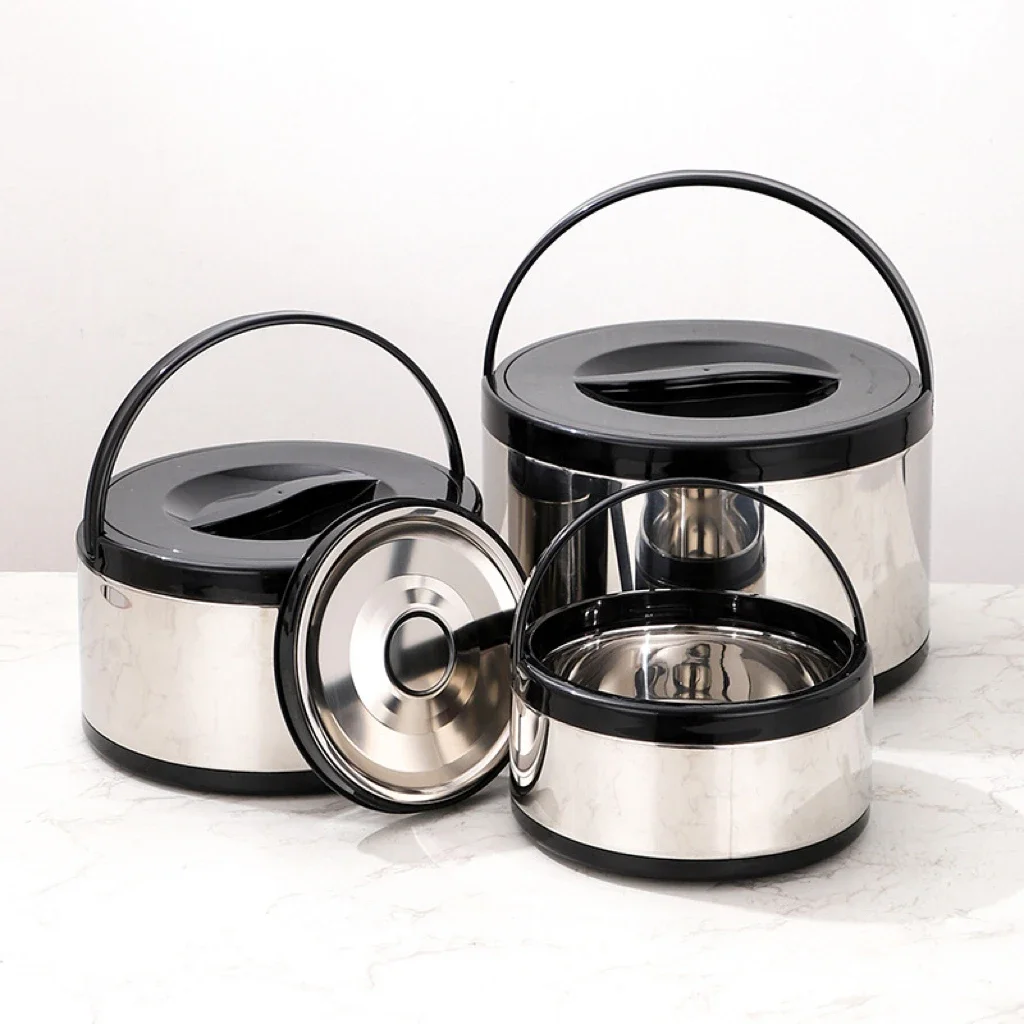 

3pcs set stainless steel fresh-keeping pot large-capacity handle insulated bucket double lunch box