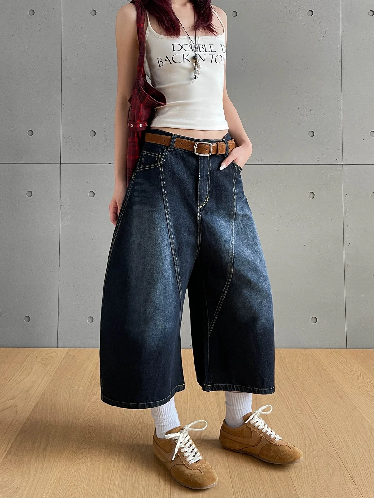 بنطلون جينز صيفي أمريكي عالي الذكاء للرجال واسع الساقين بتصميم سكين إيدج بطول سبع أقدام مطرز ومصمم خصيصًا