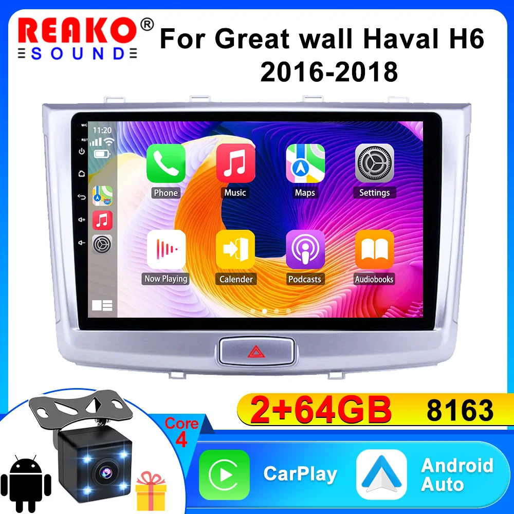 

Автомобильный стерео-радиоприемник реакosound 2 Din Android 12 для GREAT WALL Haval H6 2016-2018 GPS Carplay Auto10 дюймовый мультимедийный видеоплеер