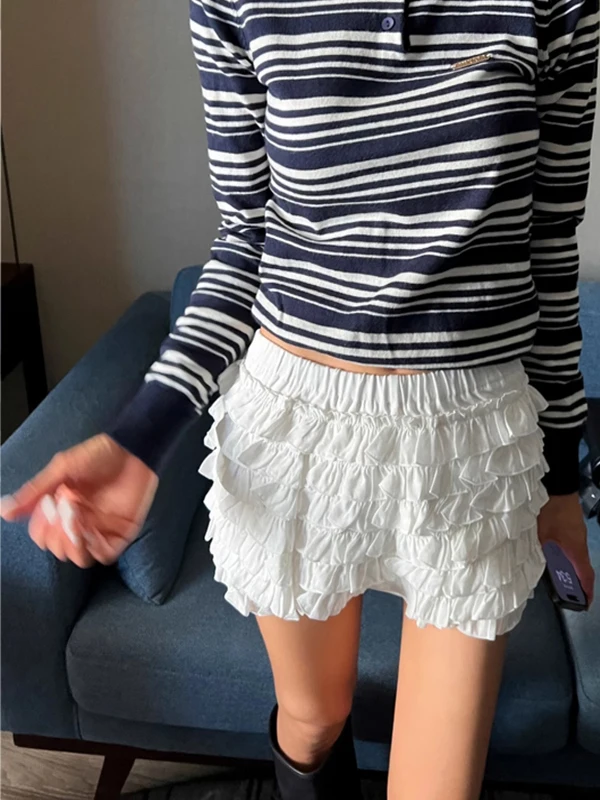 Jolie jupe anti-âge pour femmes, style coréen, allonge les jambes, bourgeon de fleur gastronomique, jupe d'été taille haute, ligne a...