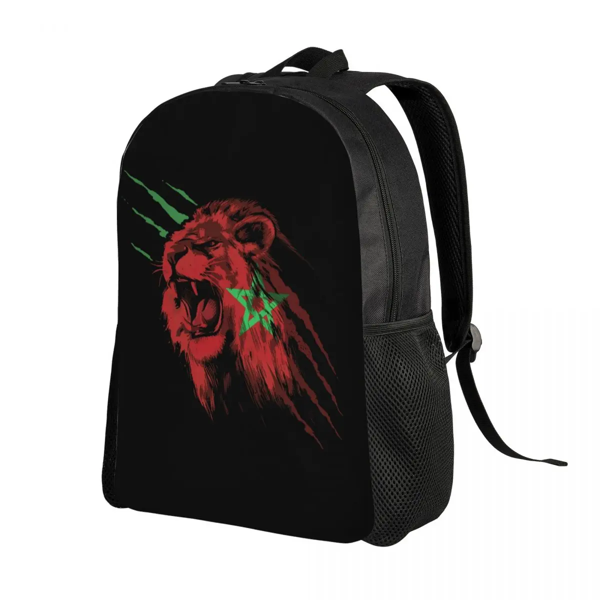 Custom Moroccan Atlas Lions Morocco Flag Backpacks for Women Men School College Student Bookbag Fits 15 Inch Laptop Bags