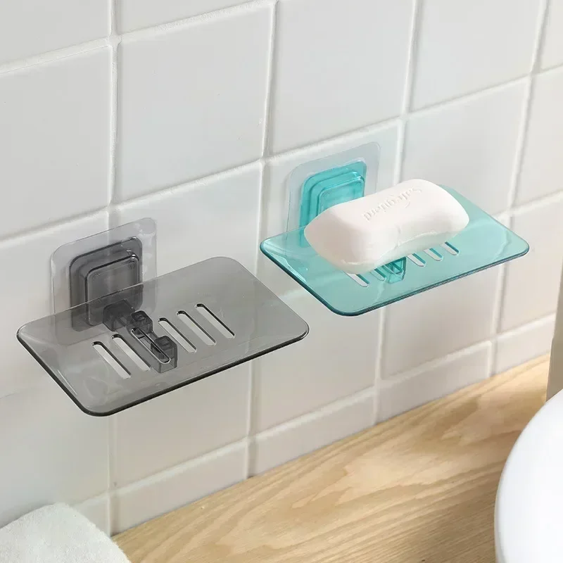 Self Adhesive Wall Mounted  Holder Soap Soap Rack Double Layer Bathroom Soap Dishes No Drilling Sponge Dish Accessories