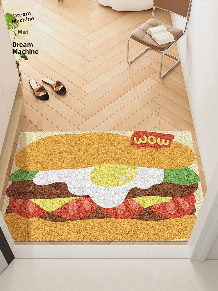 

Придверный коврик для дома с мультяшным бургером, грязезащитный, круглый, настраиваемый, для прихожей, на порог