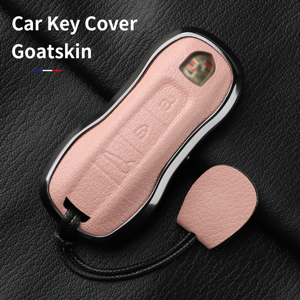 Aluminum Alloy Goatskin Car Key Case Cover For Porsche Panamera Spyder Carrera Macan Boxster Cayman Cayenne 911 970 981 991