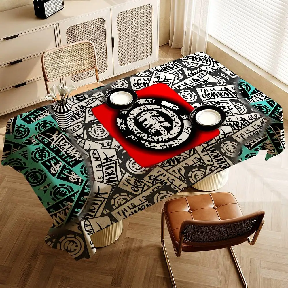 E-Element Skateboard Logo Rectangle Waterproof Tablecloth Party Decor Farmhouse Kitchen Dining Table Cloth Wedding Decorations