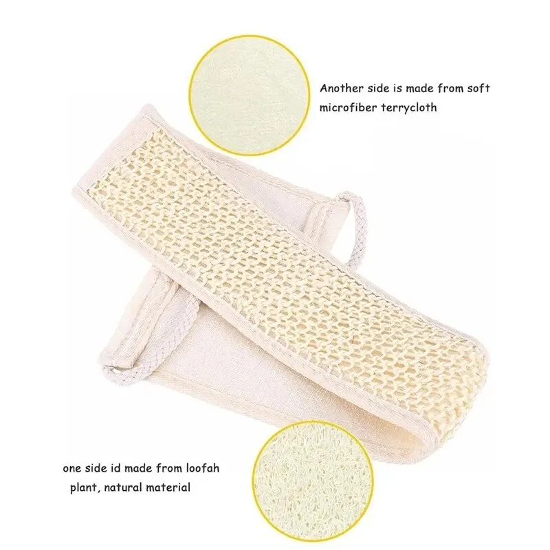 1pc Natural Soft Exfoliating Loofah Body Skin Health Cleaning Tool Bath Shower Unisex Massage Spa Scrubber Sponge Back Strap