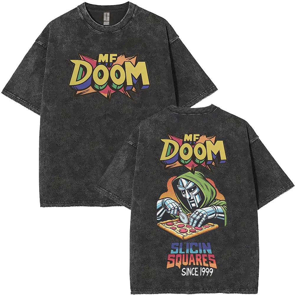 

Rap Singer Mf Doom Tour 2025 Retro Washed T-shirt for Men Women Luxurious Fashion Oversized T-shirt Y2K Hip-hop Gothic T-shirt