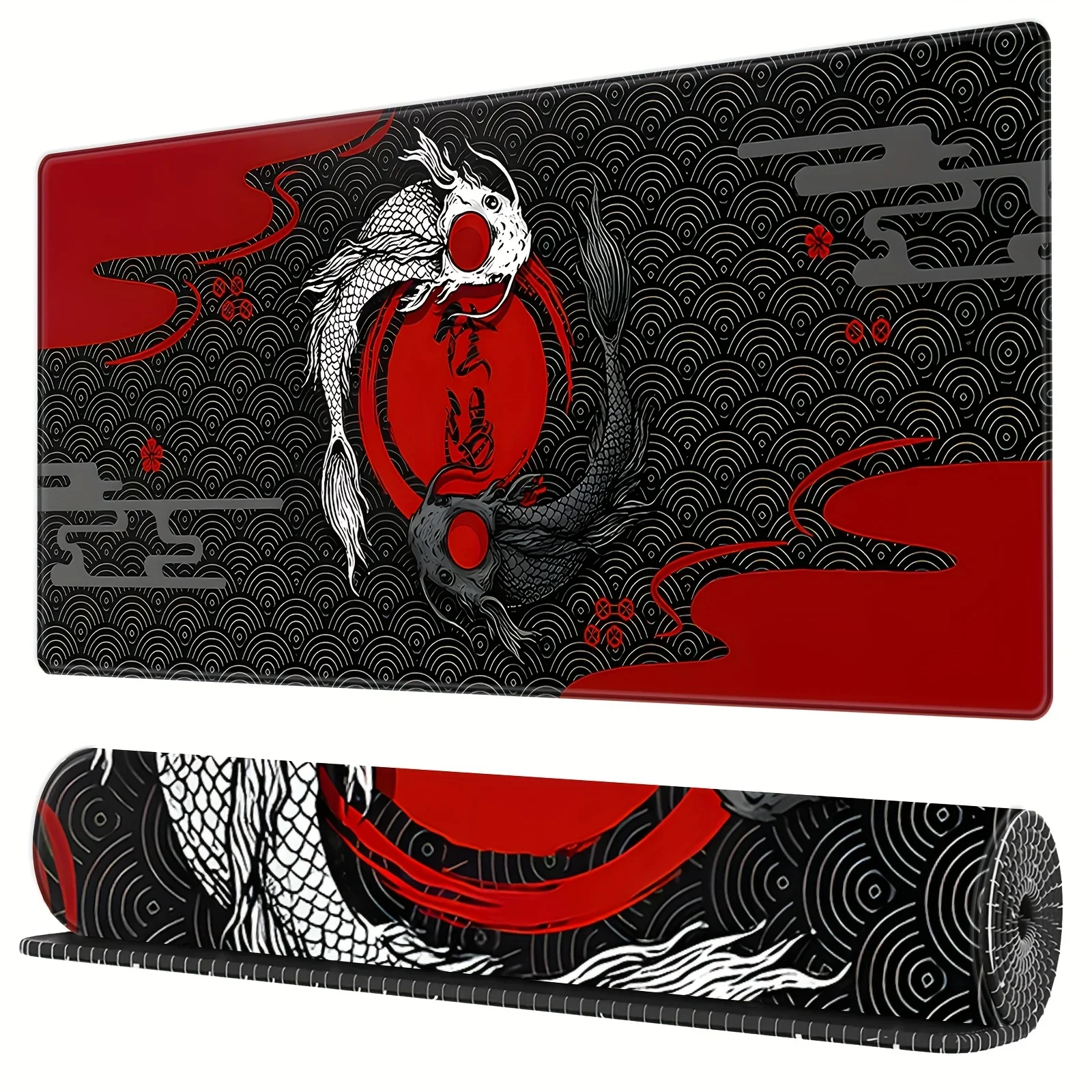 

Ukiyo-e Yin-yang koi коврик для мыши настольный коврик игровые коврики резиновые противоскользящие прочные аксессуары для ПК клавиатура коврики для мыши красный и черный ковер