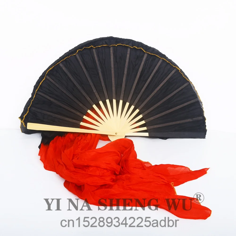1 paire 100% vraie soie/Imitation soie danse du ventre ventilateur danse du ventre voile à la main teint soie danse ventilateur rouge noir soie ventilateurs voiles