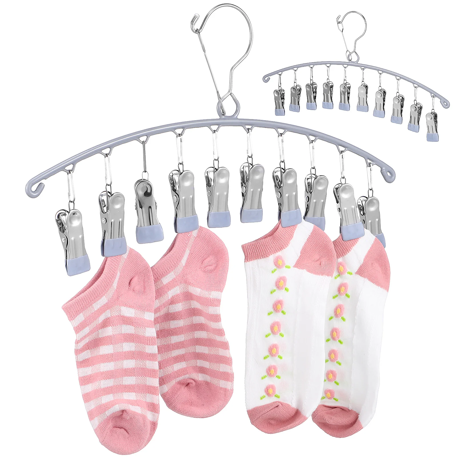 2 Pcs Multi Clip Sock Rack Hangers Pants Socks Drying Hanging Clothes Hat Racks Coat for Underwear Dorm Dryer Laundry Organizer