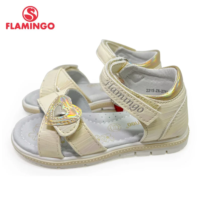 FLAMINGO  Summer Kinder Sandalen Hook& Loop Flat Arched Design Chlid Casual Princess Shoes Size 25-31 For Girls 221S-Z6-2768