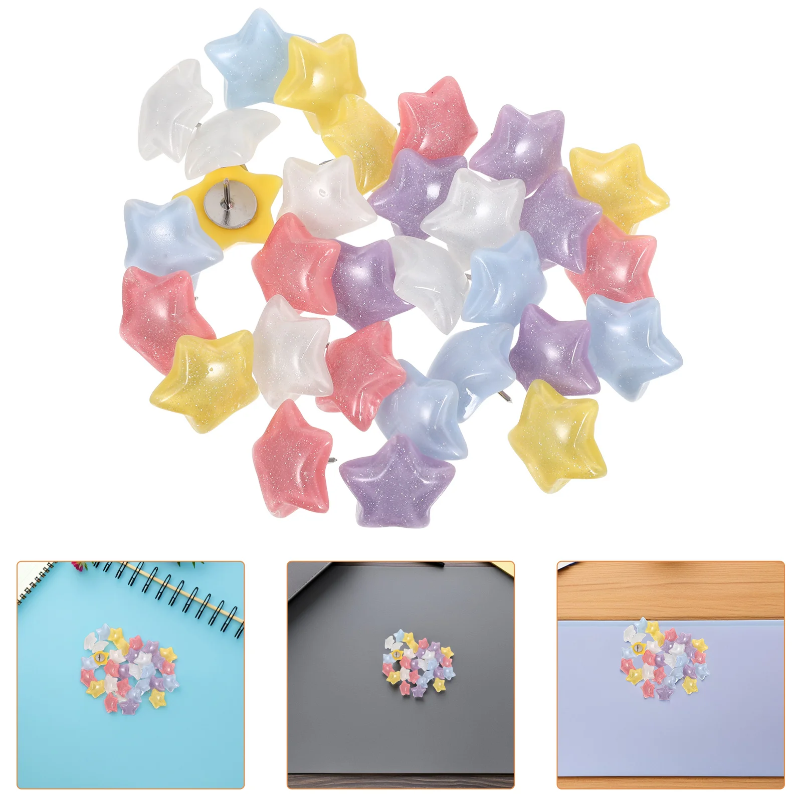 30 قطعة على شكل نجمة Thumbtacks ألوان متنوعة دبابيس ضغط الزخرفية لنشرة الفلين مذكرة مجلس مكتب على شكل دبابيس ضغط