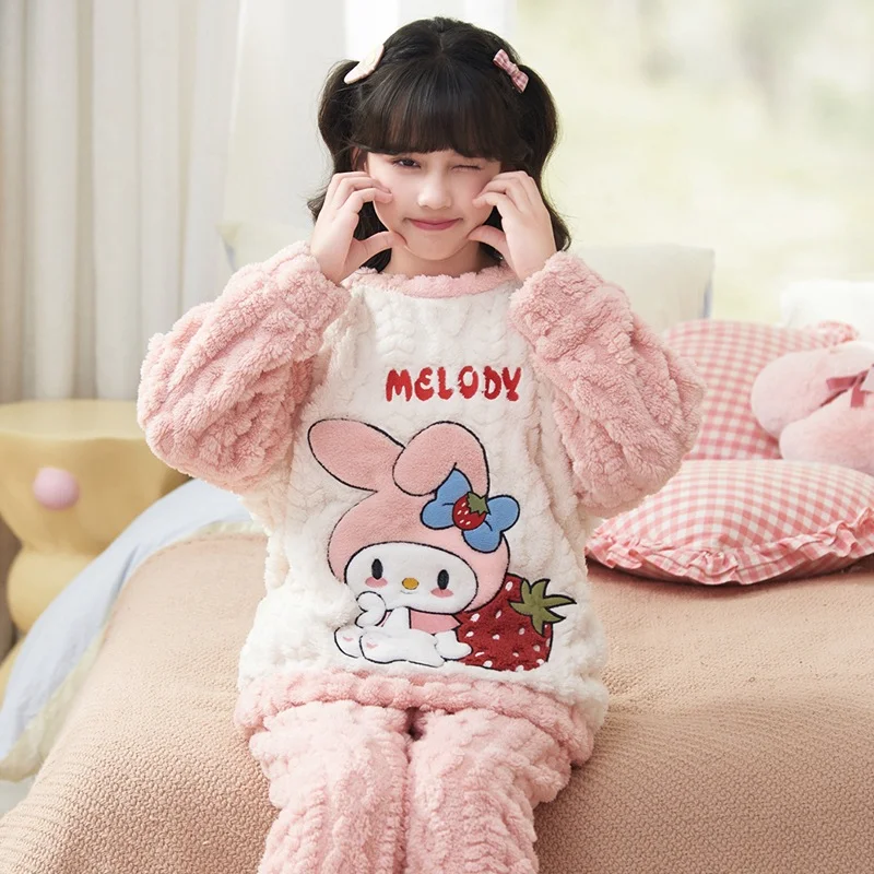 Sanrio parent-child pajamas set winter warm and comfortable loungewear Melody loungewear cute Princess Melody girls pajamas