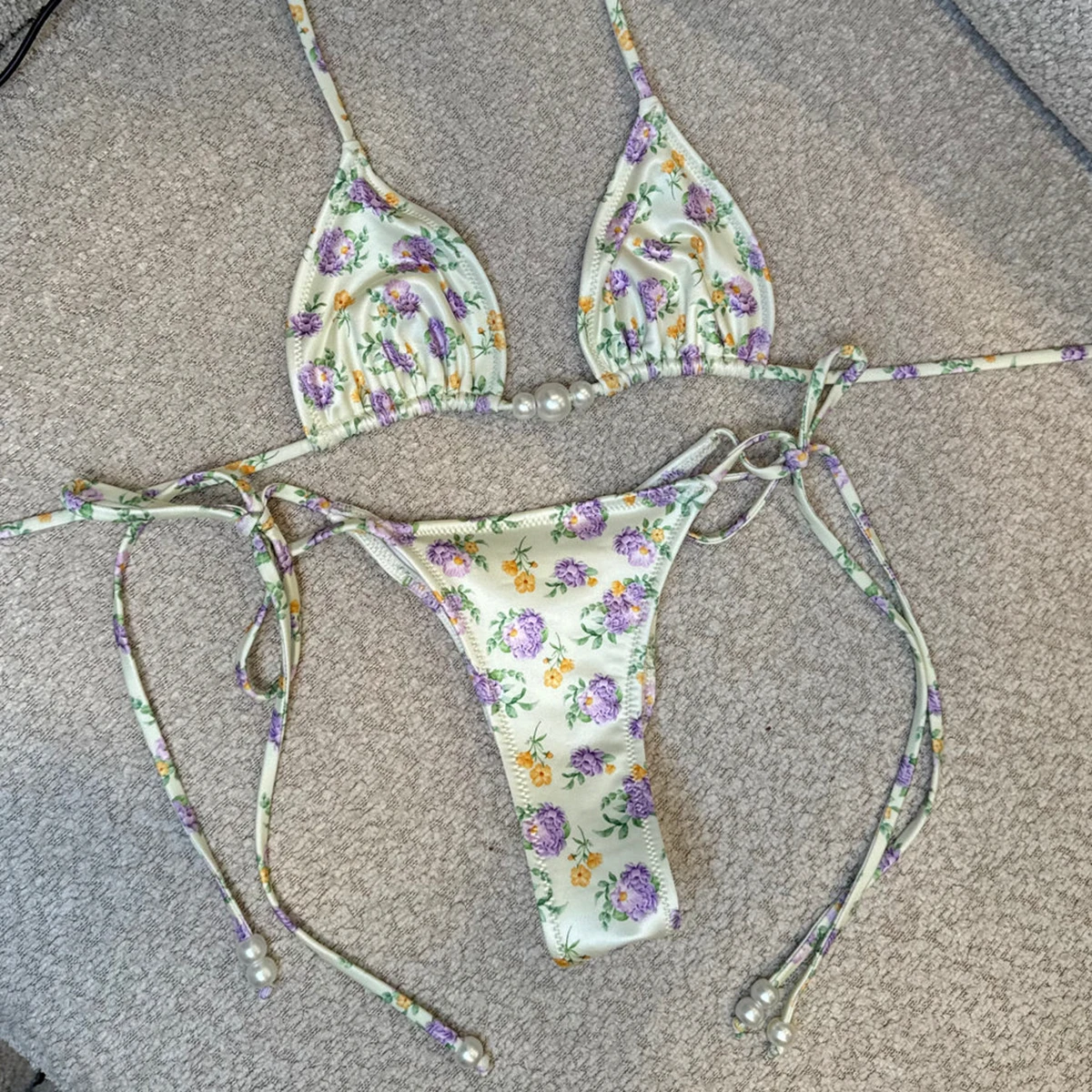 مايكرو البيكينيات 2025 مثير النساء ملابس السباحة الإناث الأزهار مجموعة البكيني Biquini ثوب السباحة البرازيلي لباس سباحة بحر #1