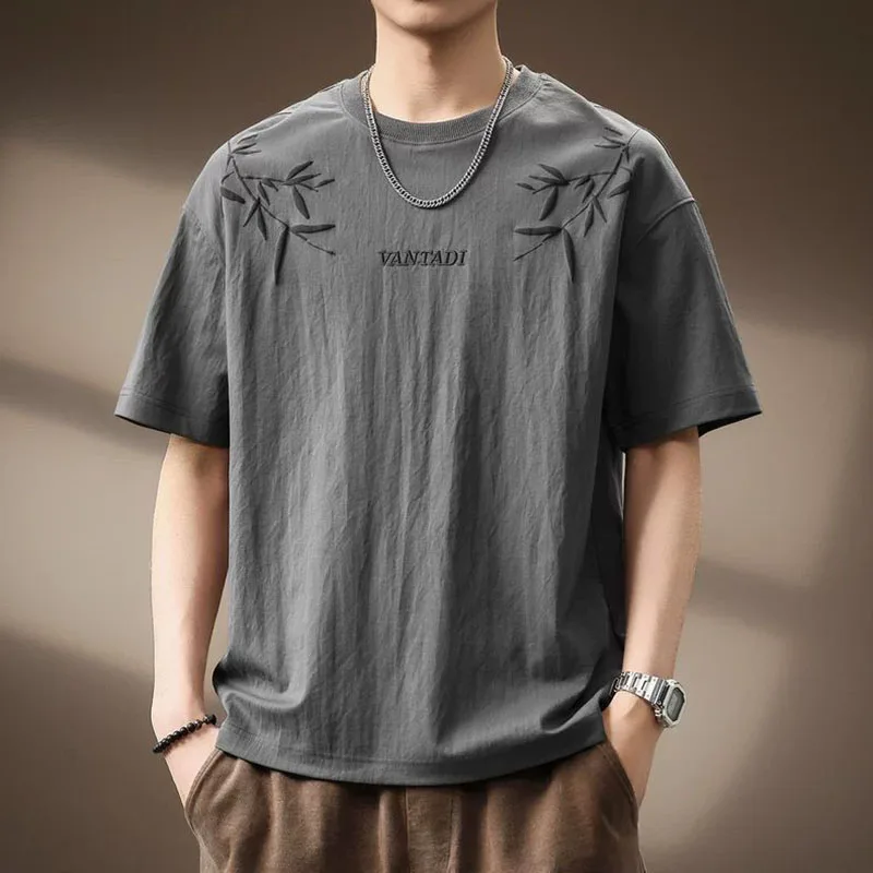 

Fashion O-Neck Short Sleeve Embroidery England T-Shirts Men's Clothing 2025 Summer New Loose Casual Tops Punk Tee Shirts