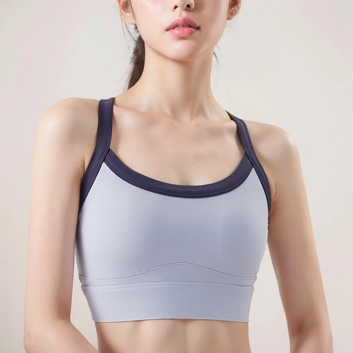 حمالة صدر رياضية بدون خياطة متعددة الألوان للنساء: Racerback مقاومة للصدمات، سريعة الجفاف بدون أكمام للجري واليوجا والارتداء اليومي المثير