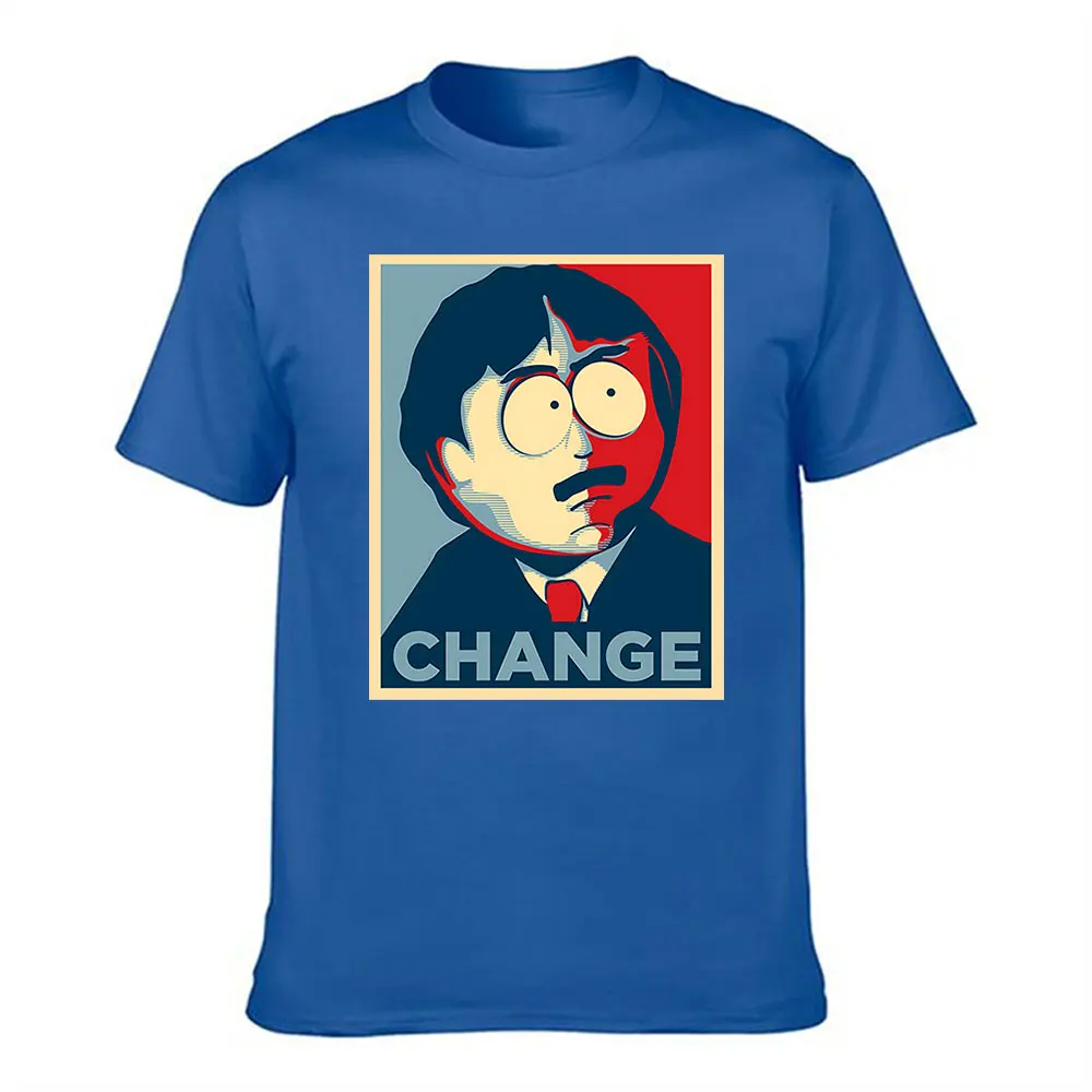 Men's Cotton T-Shirt, South Park Randy Marsh "CHANGE" Graphic Print Crew Neck Casual Tee, Funny Political Meme Top for Fans view 6