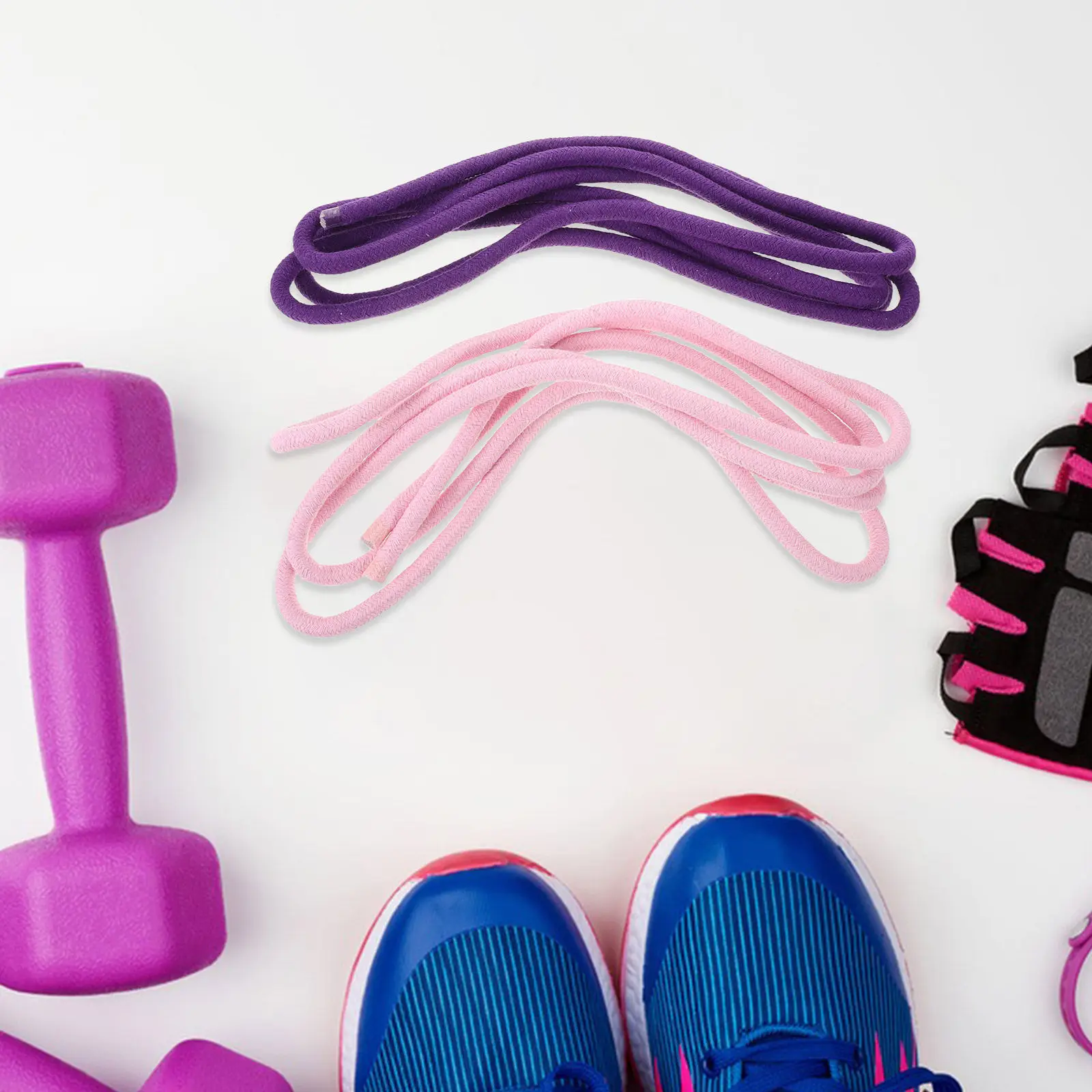 Cuerda de gimnasia rítmica de algodón suave, color rosa y morado, equipo ligero para adolescentes, ejercicio en casa, 2 uds.