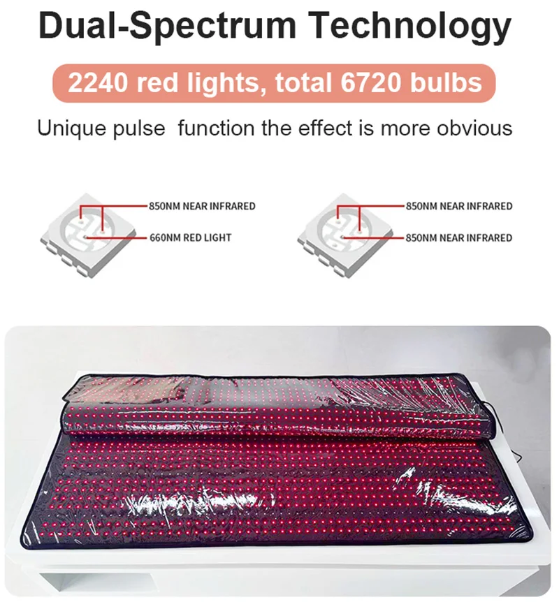 6720 LEDs Infrared Led Light Therapy Mat 660Nm 850Nm Full Body Wrapped Red Light Therapy Blanket for Home Use SPA