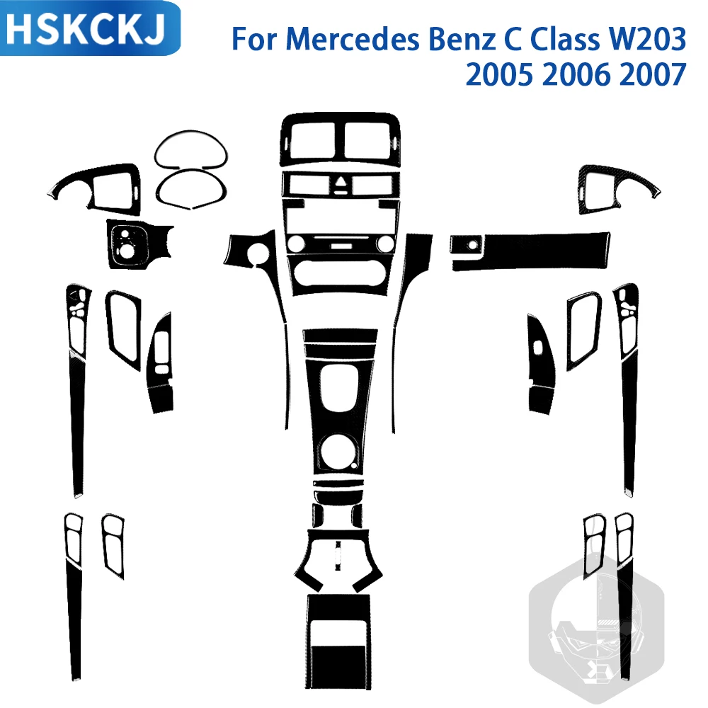 Dla Mercedes Benz C Class W203 2005 2006 2007 Akcesoria samochodowe Piano Black Gear Control Air Outlet Trim Naklejka Modyfikacja