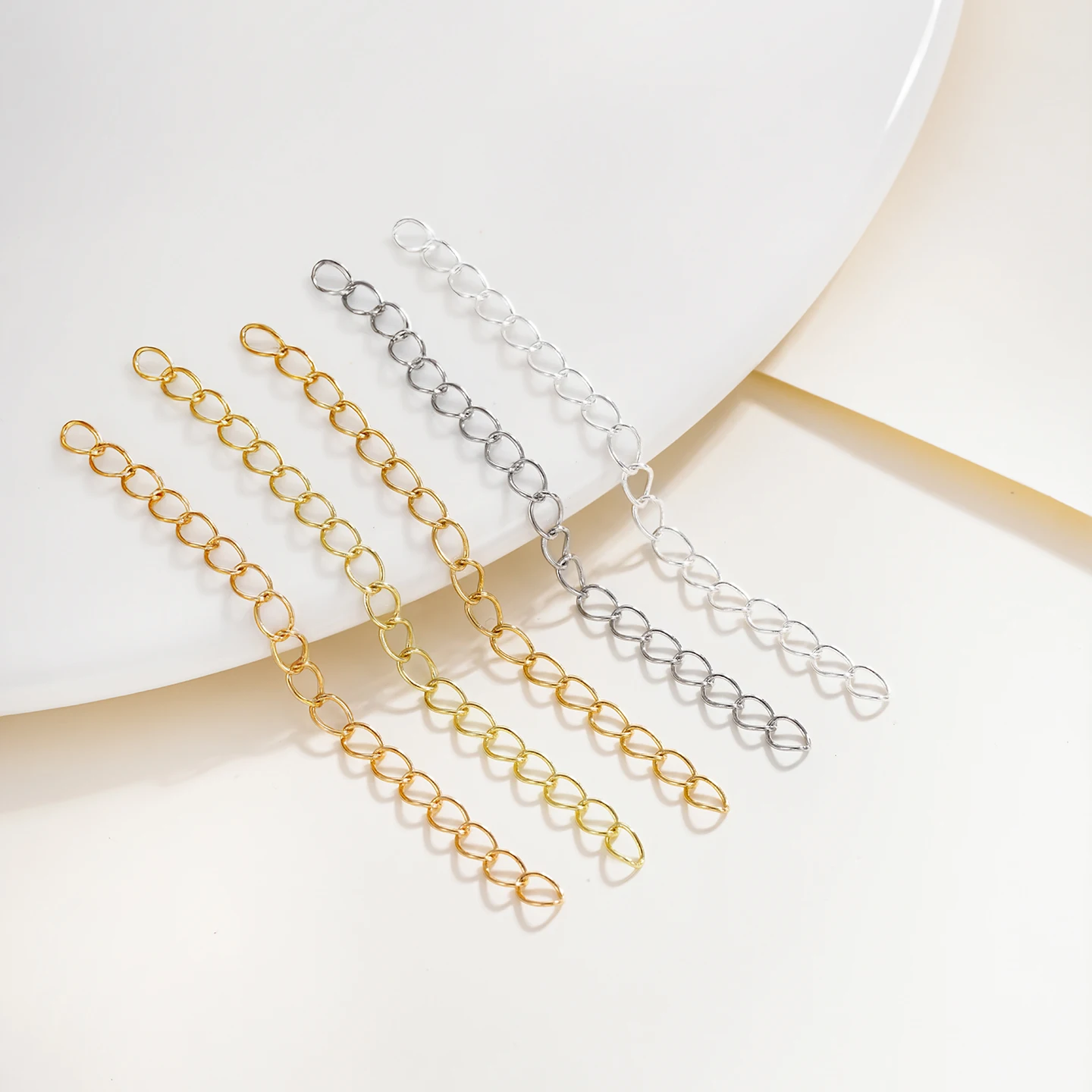 Lot de 5 chaînes d'extension en laiton plaqué or 18 carats pour colliers et bracelets, rallonges pour la fabrication de bijoux DIY