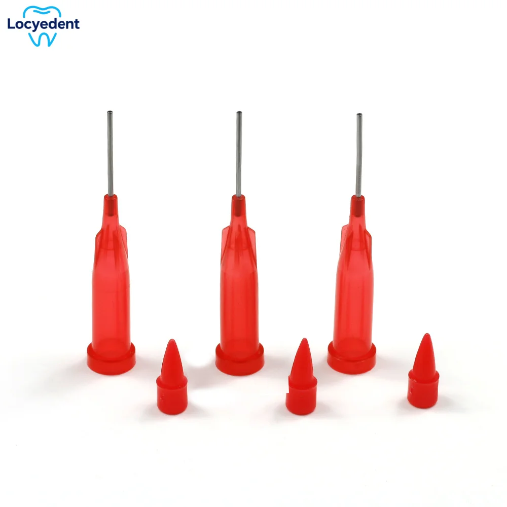 100pcs/Bag Dental disposable irrigation long needle endo top with stopper glass ion head selenium ion head  Dentist consumables