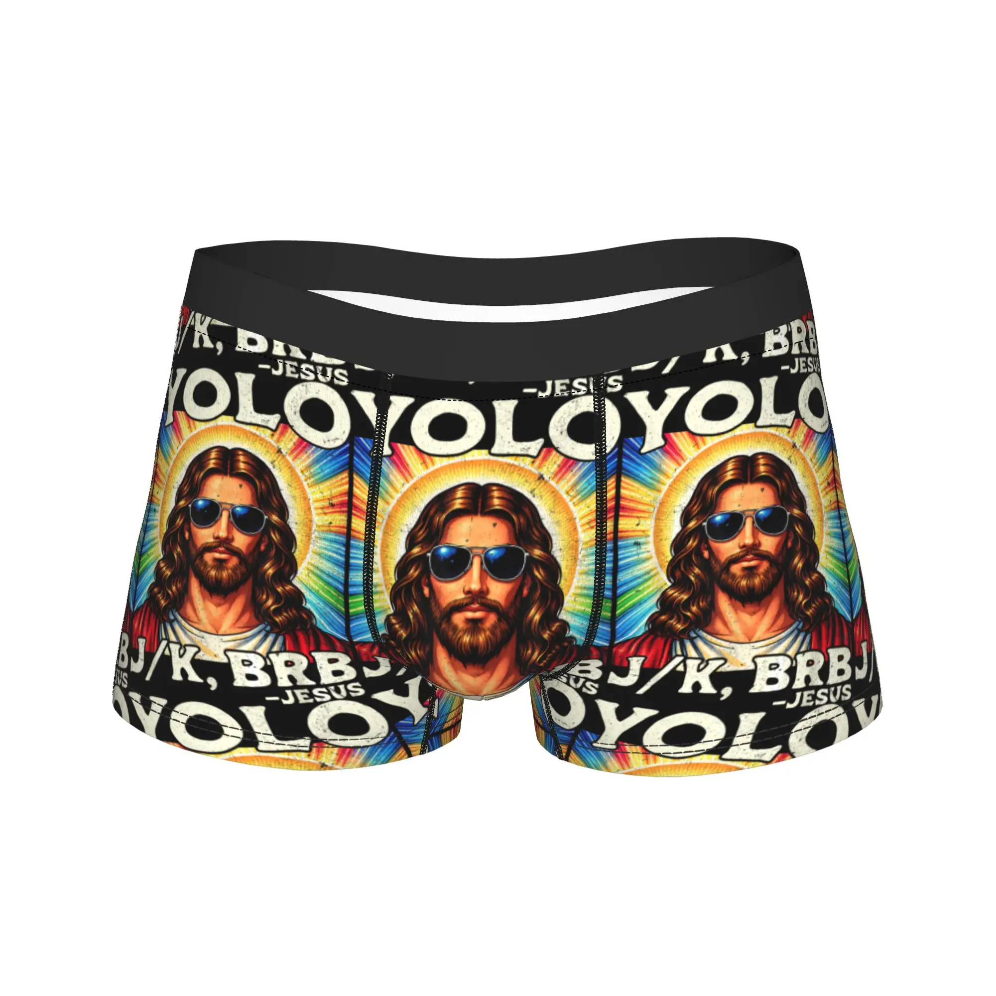 

Мужские трусы-боксеры Yolo Jk BRB Jesus с 3D-мешочком, дышащие, большие размеры 2XL