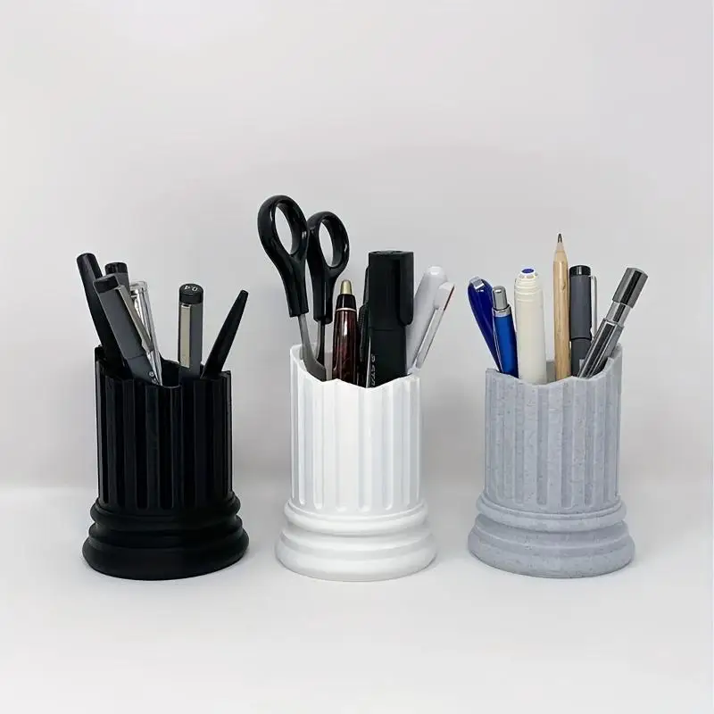 Ancient Greek Style Roman Pillar Pen Holder Roman Column Stone Pillar Pencil Holder Irregular Storage Box Makeup Brush Container