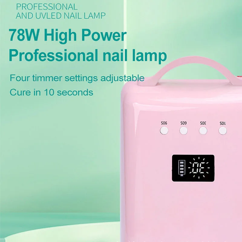 Recarregável 76w espelho reflexivo inferior lâmpada do prego gel polonês secador máquina de manicure luz uv para unhas lâmpada led uv