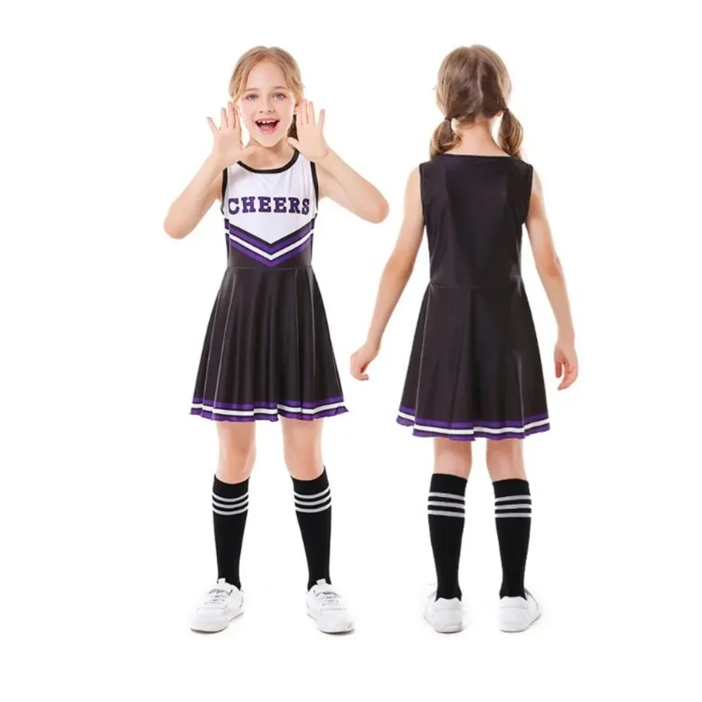 Vestito da cheerleader per bambini vestito da calcio senza maniche per bambina vestito da spettacolo teatrale per studentessa