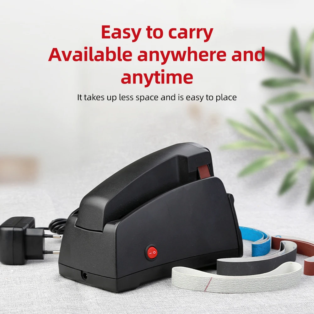 Electric Knife Sharpener for Kitchen Knives with 120/320/600/1000 Grit Sharpening Belt and Cleaning Brush Portable Auto Tool