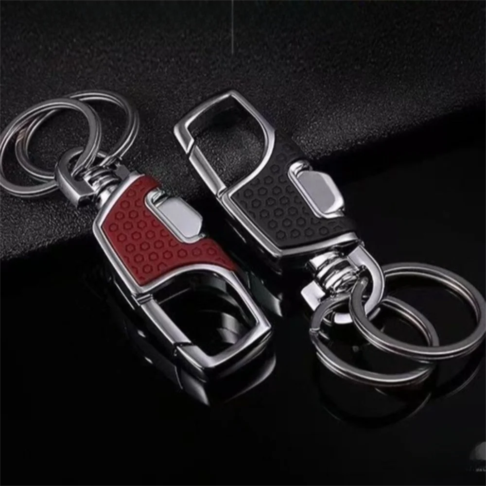 Creative One Click Open Car Key Chain Loss-proof Black Clasp Keyring Holder Portable Thickened Double Ring Key Chain Gifts