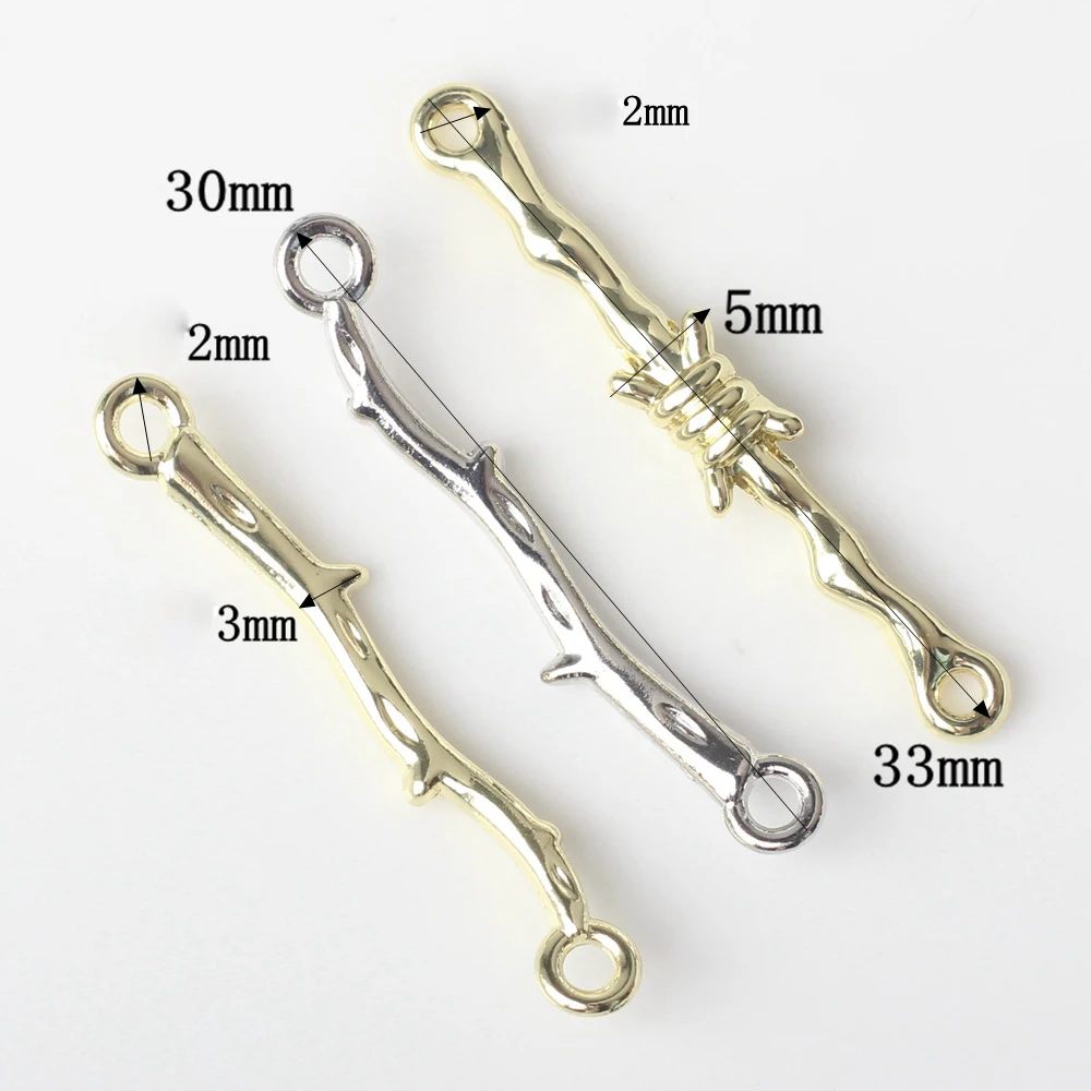 10pcs Double Hole Tree Branch Shape Pendant Charms For Jewelry Making Connector Handmade DIY Bracelet Necklace Accessories