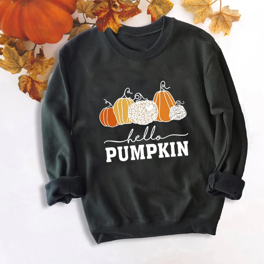 Hello Pumpkin Sweatshirt Halloween Sweatshirts for Women Fall Gifts Autumn Tee Halloween Women Sweater Thanksgiving Gifts