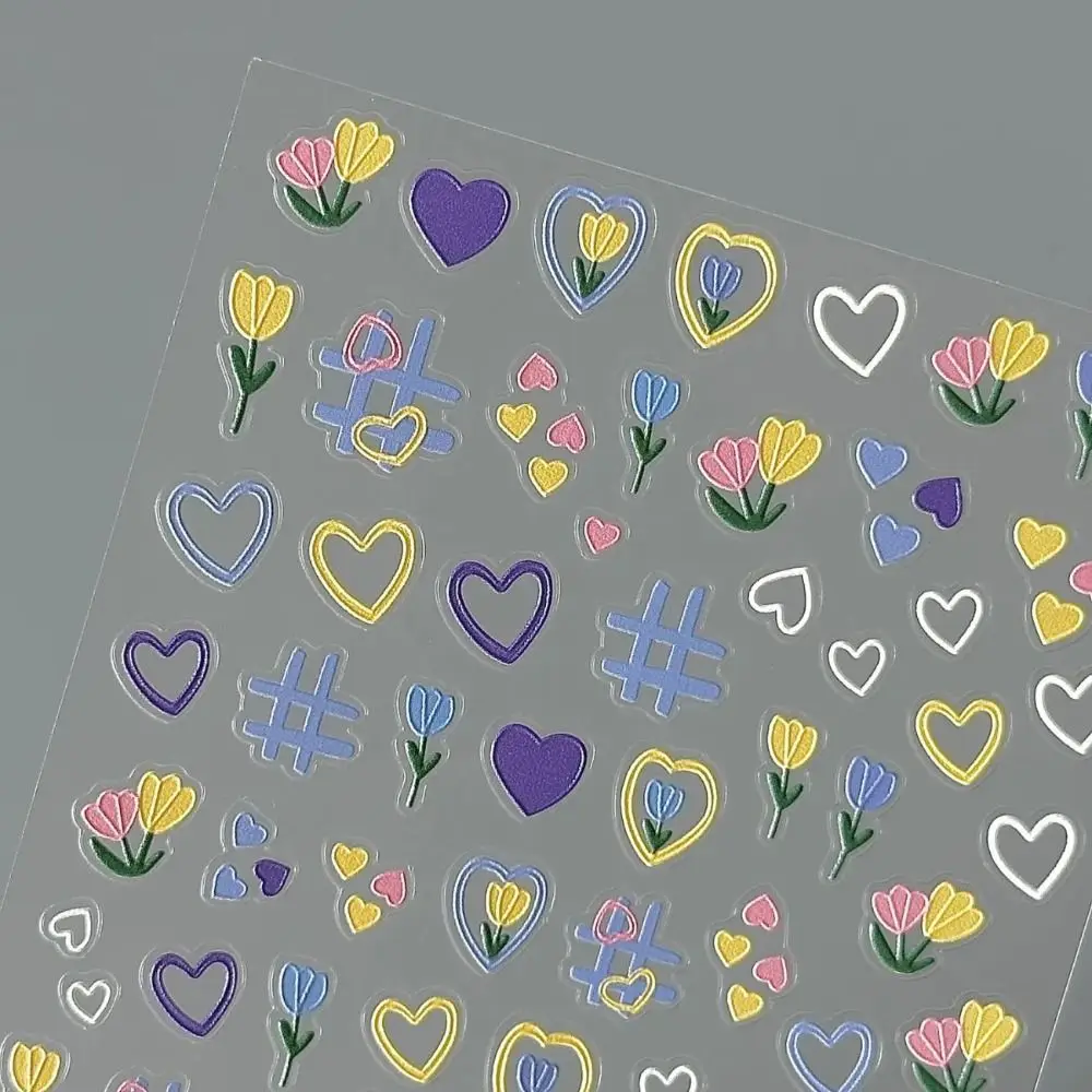 Cute Tulip Nail Sticker Self Adhesive Multifunction Cup Stickers Soft Embossed 3D Manicure Decals for Nail Art Decoration