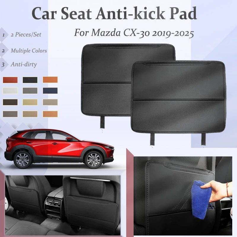 

Car Rear Seat Back Covers For Mazda CX-30 CX30 DM 2019~2026 Leather Mats Storage Bag Carpets Kid Protector Pads Auto Accessories