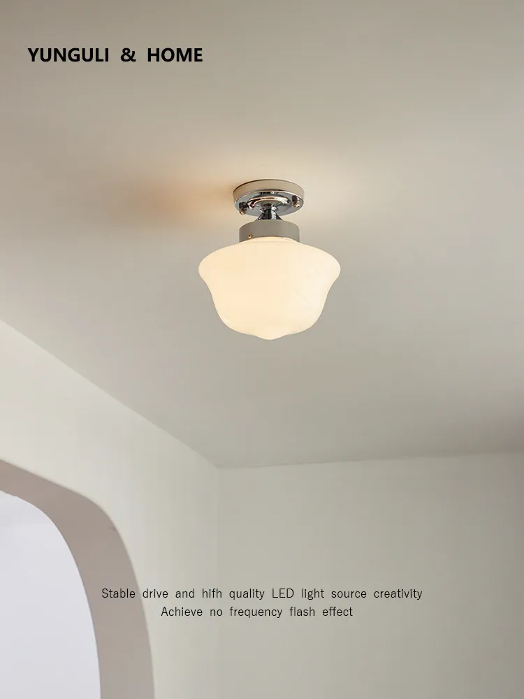 French Antique Cream Ceiling Lamp E27 Bedroom Hallway Balcony Closet Dining Room Nordic Minimalist Vintage Pendant Light