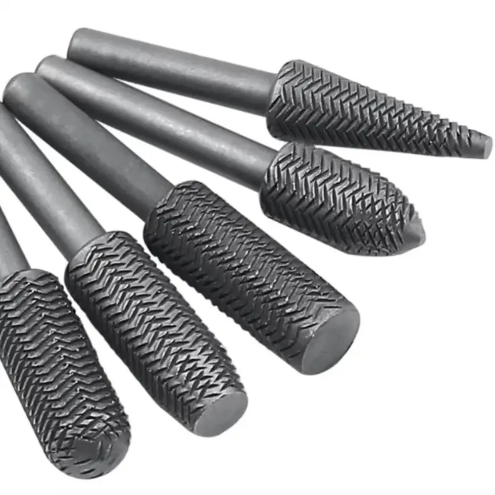 5PCS Complete Models Double Cut Rotary Rasp File Set 6mm Shank Super Hard Steel File For Woodworking Metal Grinding