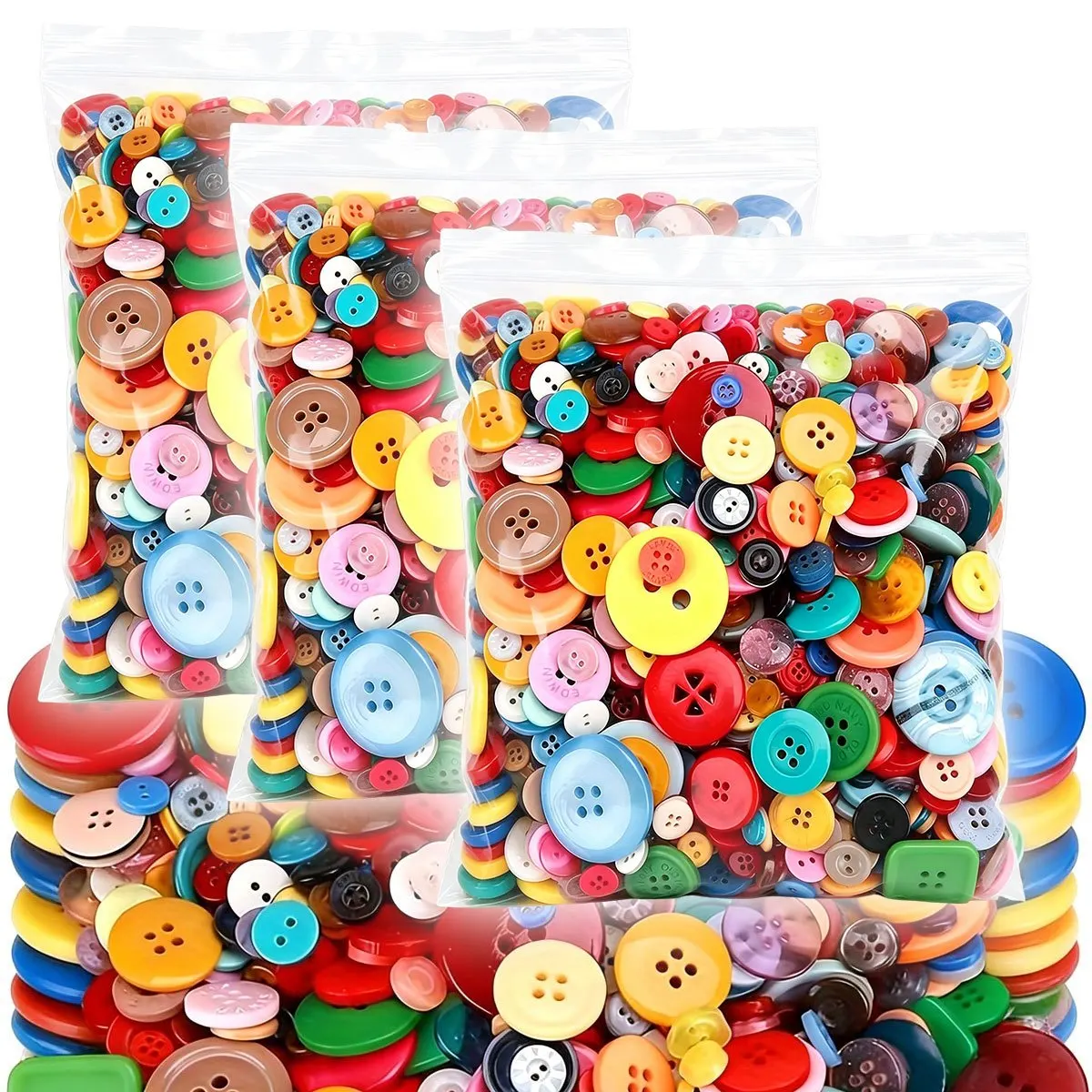 103Pcs Random color Colorful Round Plastic Buttons, 0.7-2.5cm Assorted Sizes – Bulk Value Pack for DIY Sewing, Knitting, ZSY