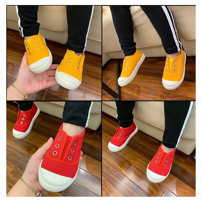 2024 Spring Summer Kids Shoes for Boys Girls Candy Color Children\'s Casual Canvas Sneakers Soft Kids Fashion Shoes 21-35