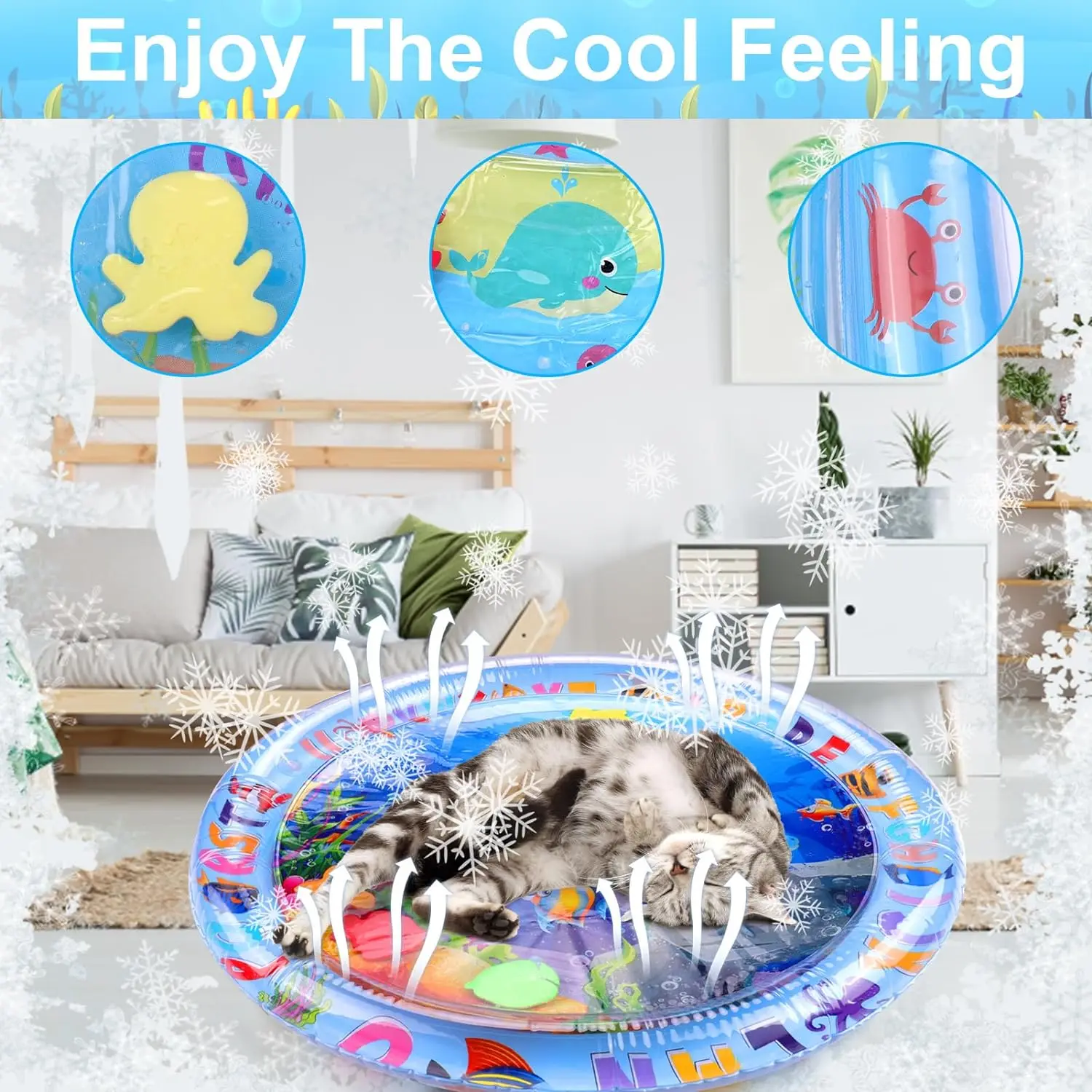 Pet Water Play Mat Cat Water Sensory Play Mat Baby Water Absorbent Play Mat Swimming Ring Crawling Mat Thickened Cat Toys