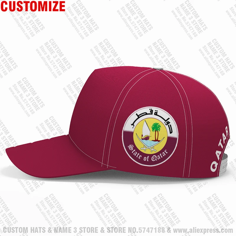 State Of Qatar Baseball Cap Free 3d Custom Made Name Number Team Logo Qa Hat Qat Country Travel Arab Nation Arabic Flag Headgear