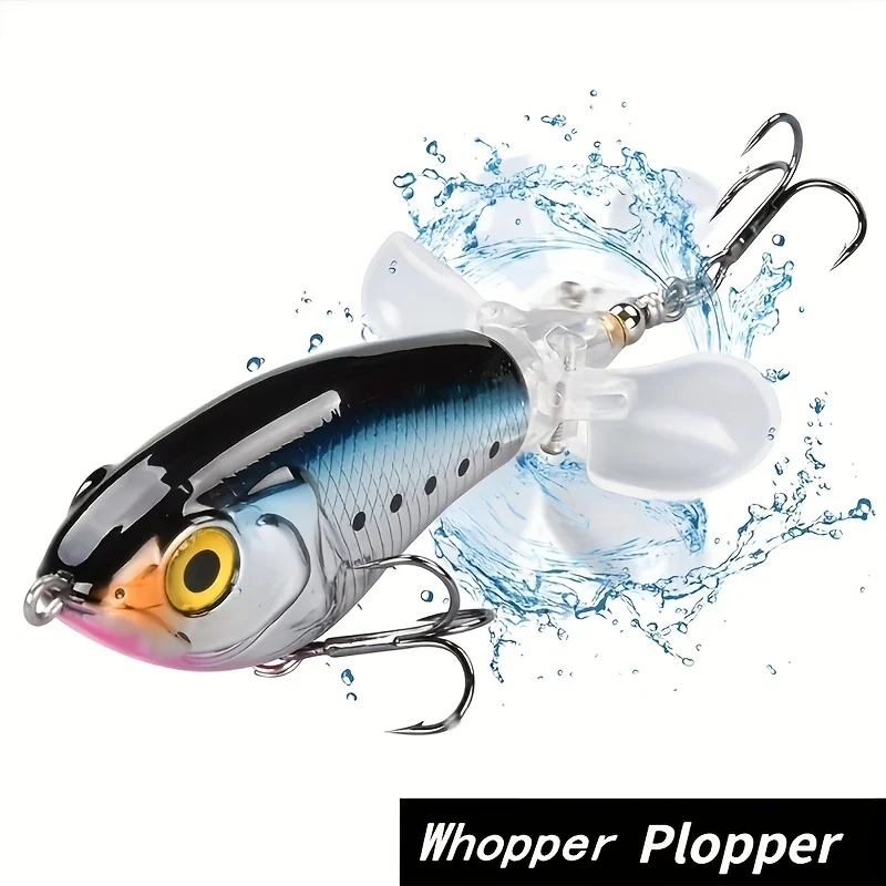 

XINMU 1PCS Topwater Whopper Plopper Fishing Lure 80/65mm Artificial Hard Bait Catfish with Soft Rotating Tail Fishing Tackle