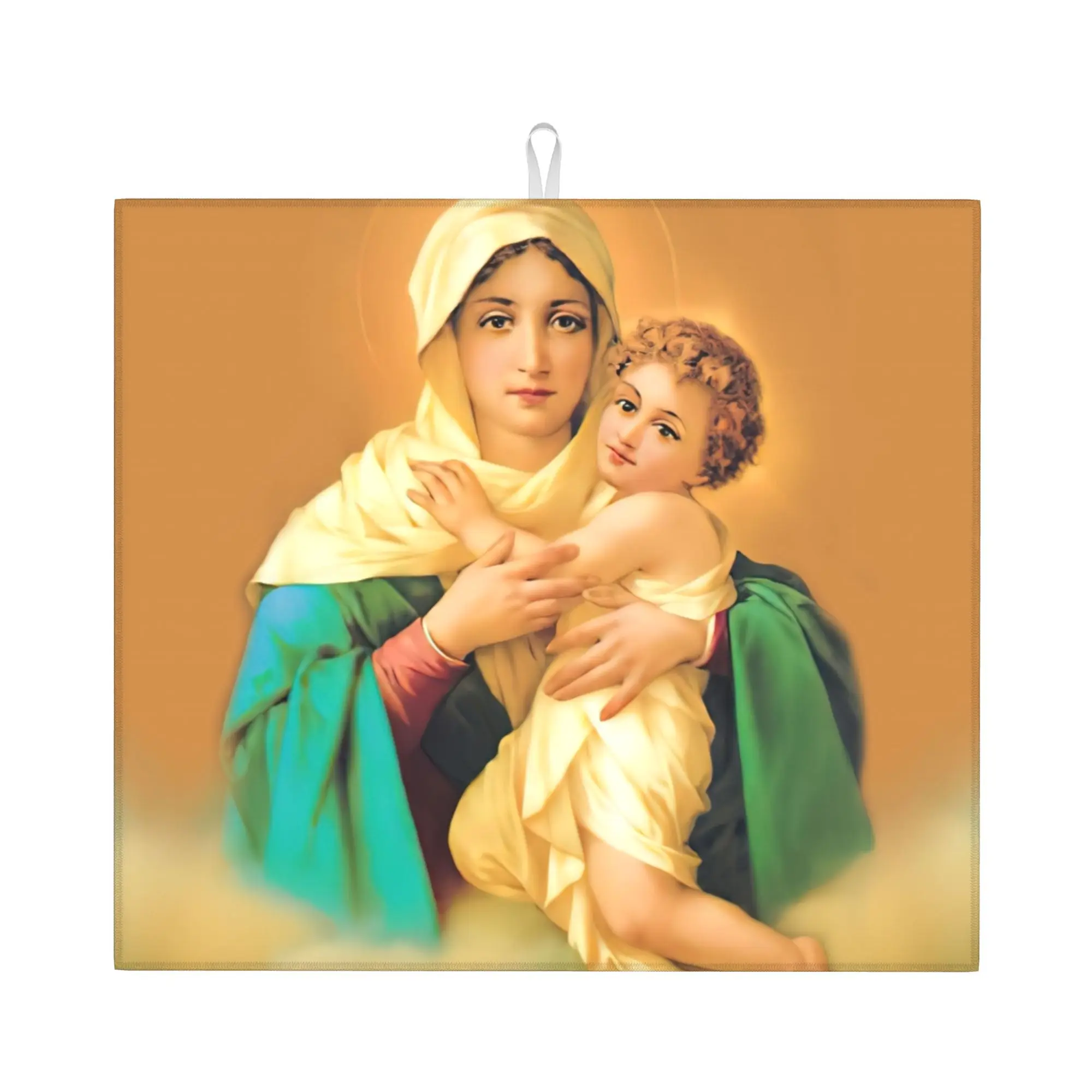 Drying Mat For Kitchen Our Lady of Schoenstatt Barware Tableware Virgin Mary Catholic Saint Washable Kitchen Sink Drying Pad