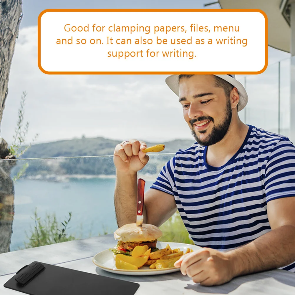 

3pcs Black Portable Document Clips Board Writing Support Boards for Menu Writing Support Office Hardboard Students