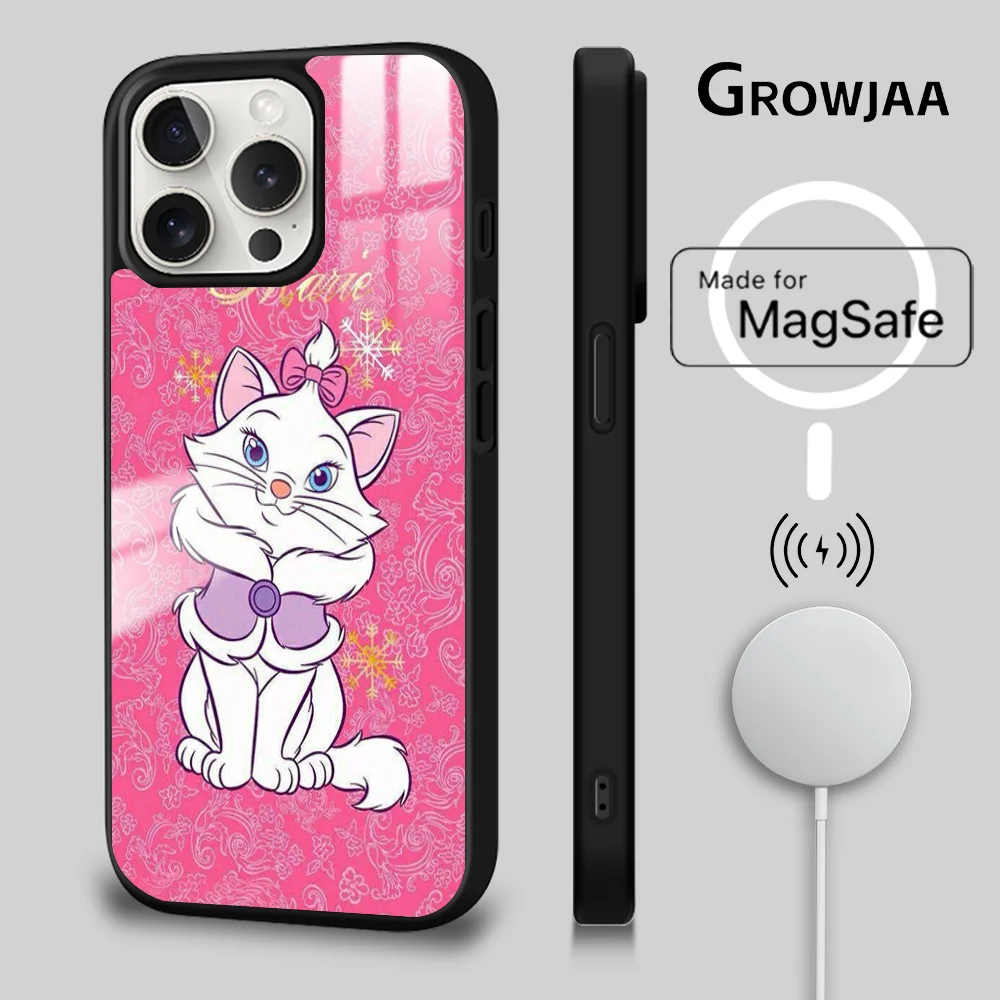 

Disney Marie Cat Cute Magsafe Phone Case For iPhone 15 14 13 12 11 Pro Max Plus Mini Mirror Wireless Magnetic Funda